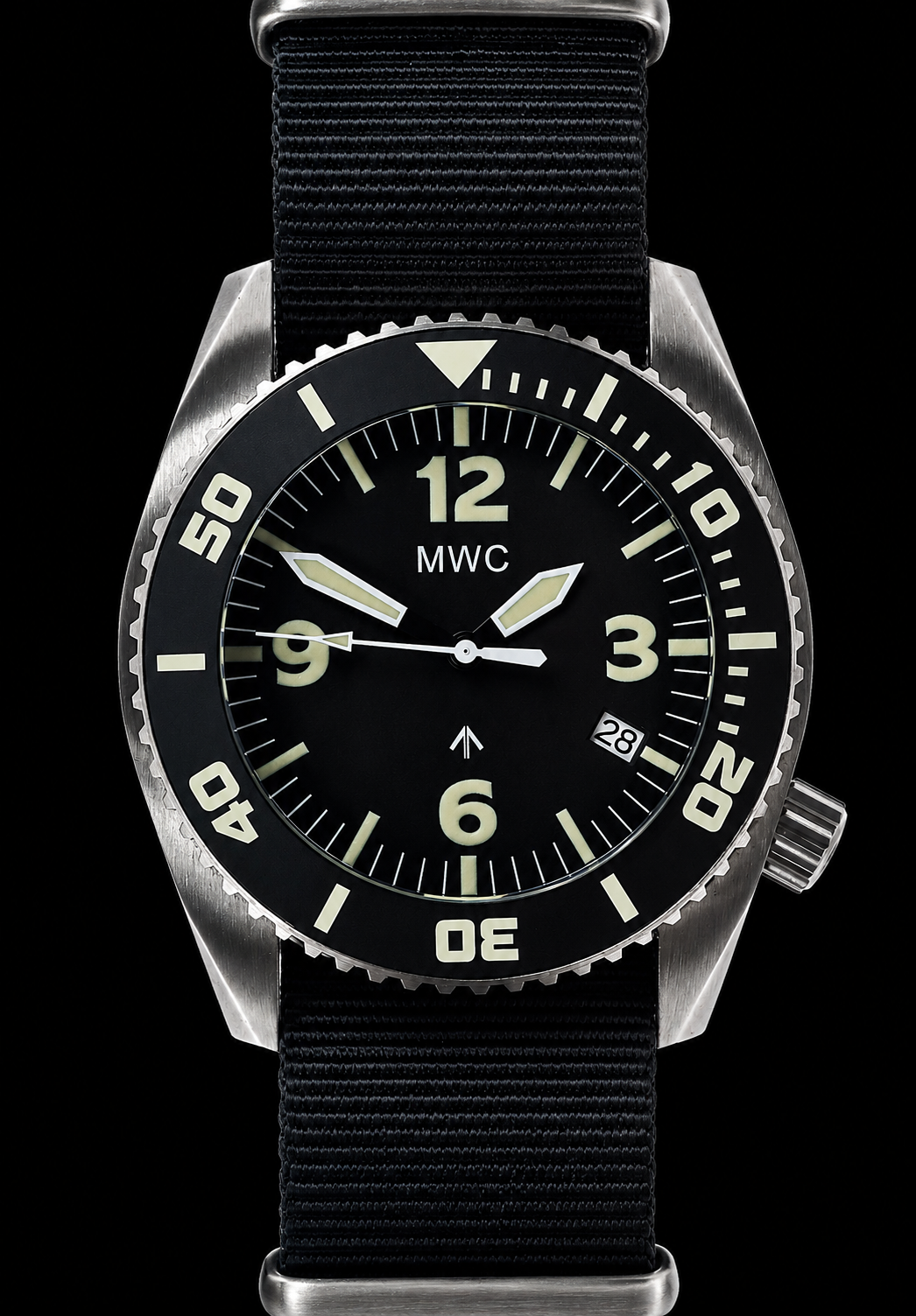 MWC "Depthmaster" 100atm / 3,280ft / 1000m Water Resistant Military Divers Watch in a Titanium Case with Luminova and a Helium Valve, Swiss Quartz Movement with a Ten Year Battery Life