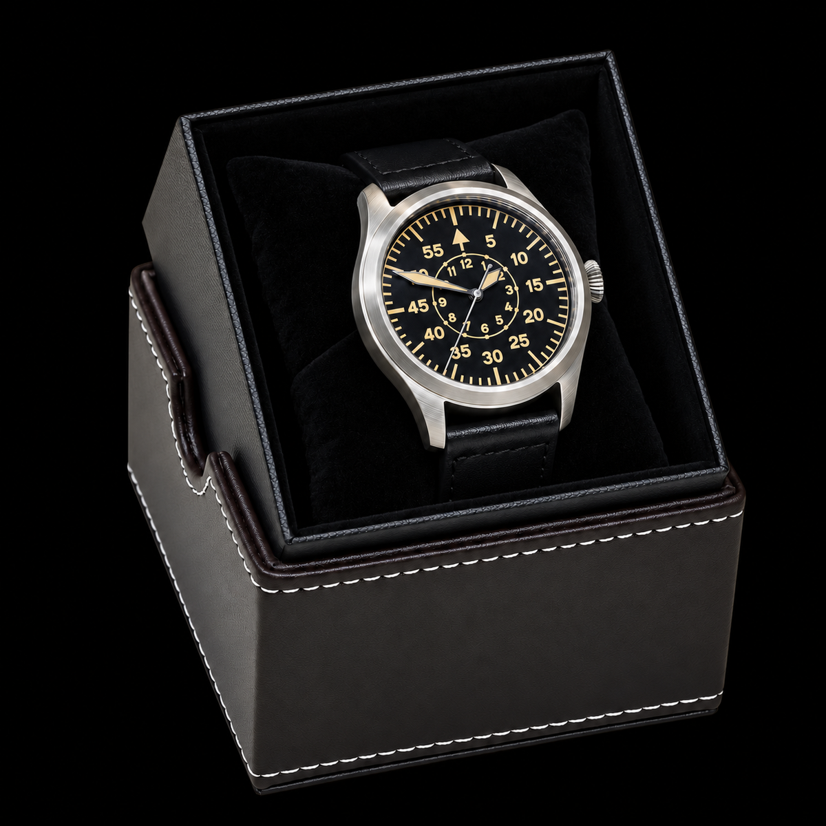 Aeschbach 46mm WWII Limited Edition XL Format Luftwaffe Pattern Military Aviators Watch with Sapphire Crystal