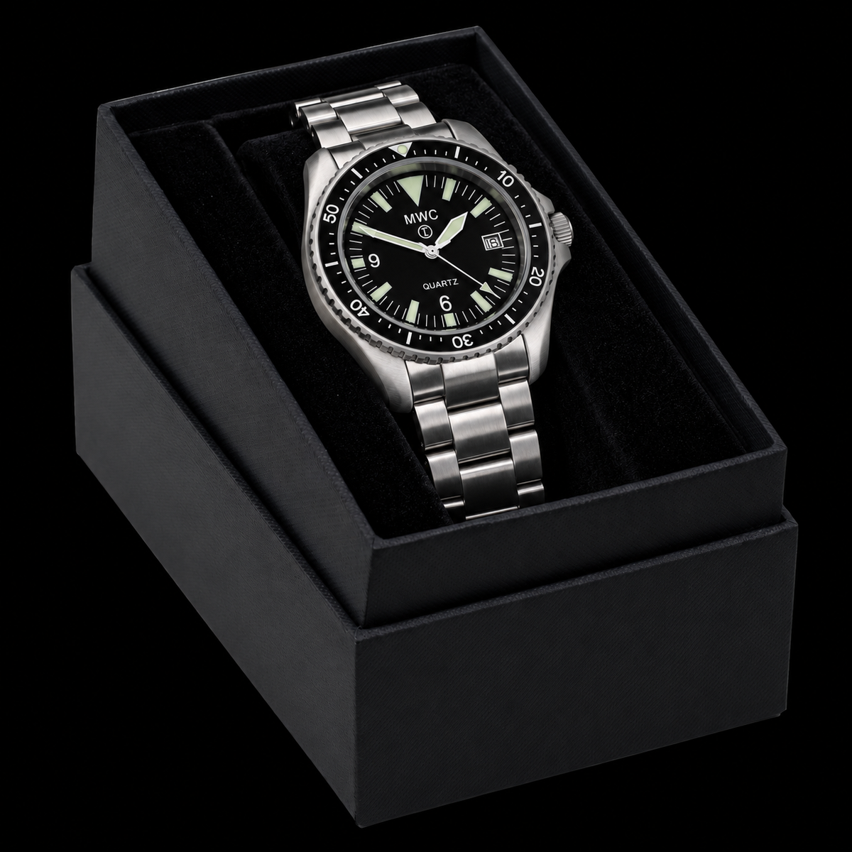 Current NATO Pattern Quartz Military Divers Watch with Sapphire Crystal and 10 Year Battery Life on a Matching Bracelet
