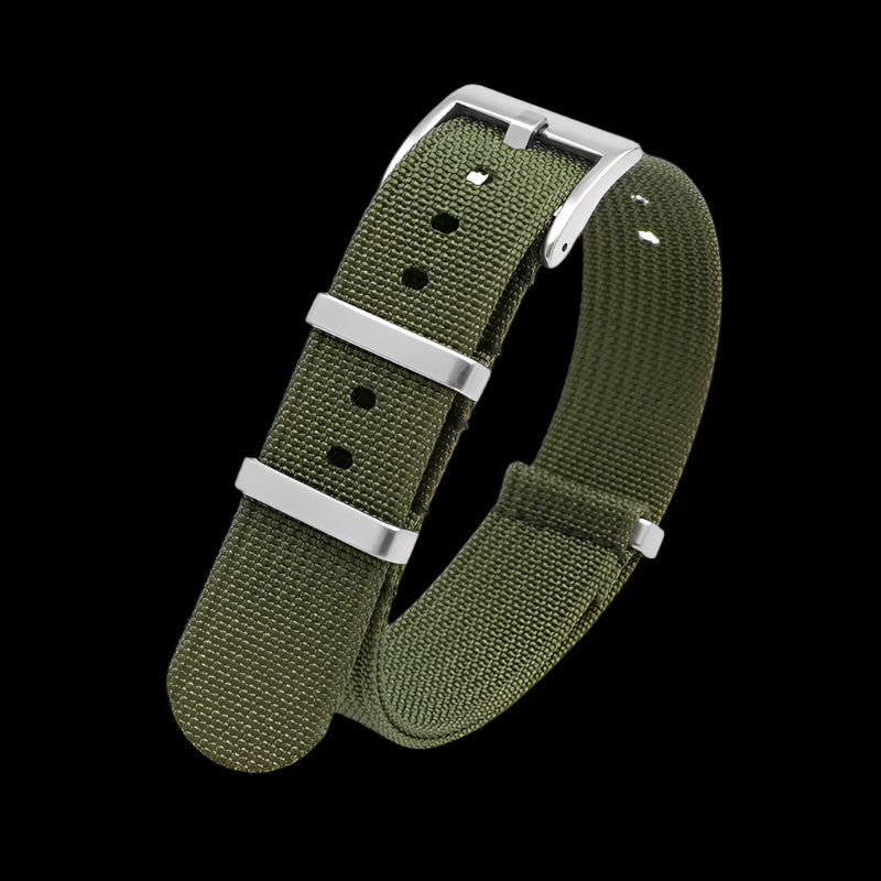 18mm Ribbed Army Green NATO Military Watch Strap