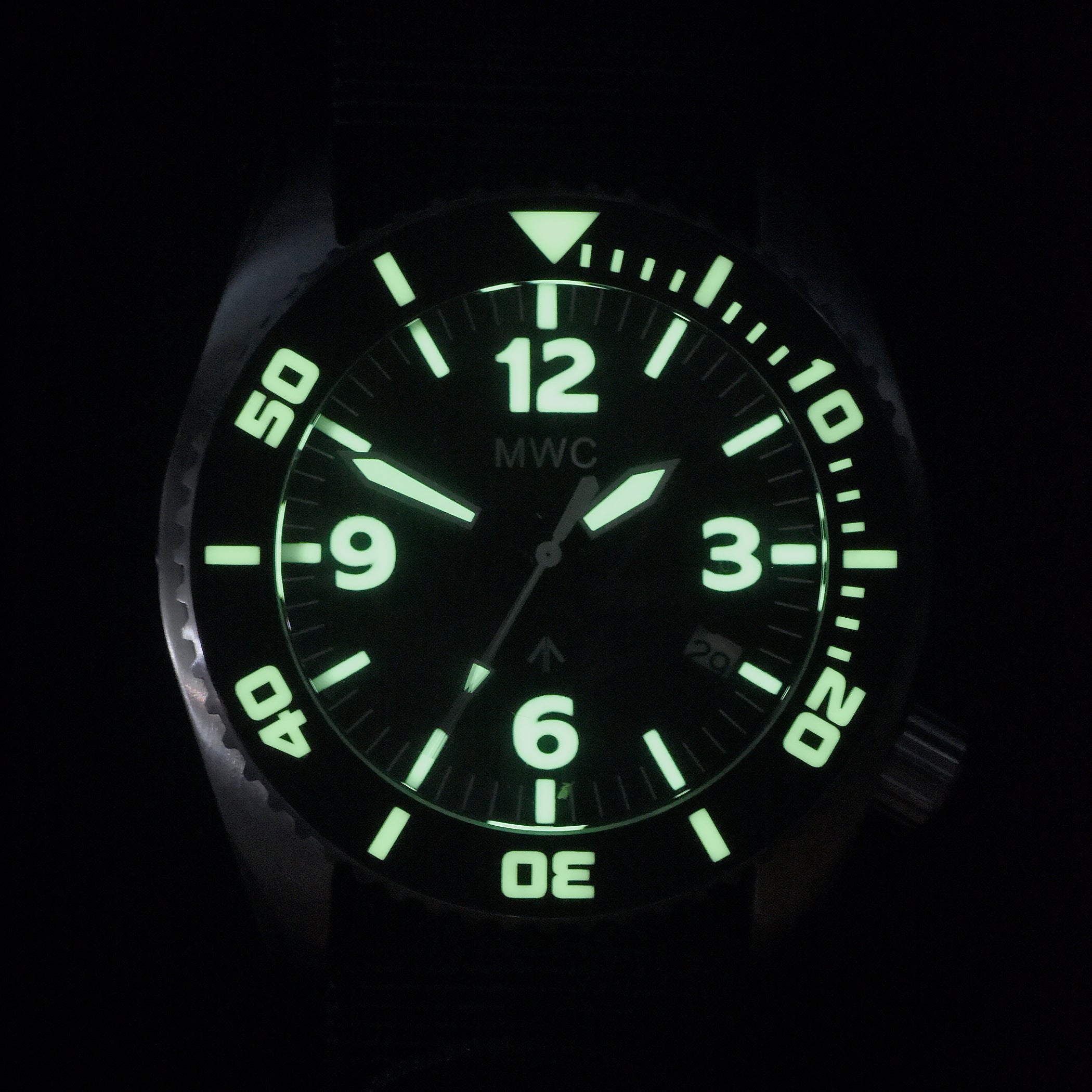 MWC "Depthmaster" 100atm / 3,280ft / 1000m Water Resistant Military Divers Watch in a PVD Titanium Case with Luminova and a Helium Valve, Swiss Quartz Movement with a Ten Year Battery Life
