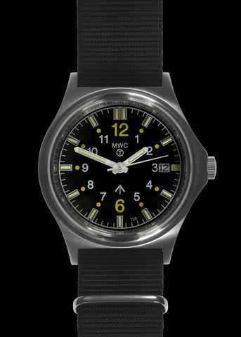 MWC G10 LM Stainless Steel Military Watch on a Black NATO Military Webbing Strap