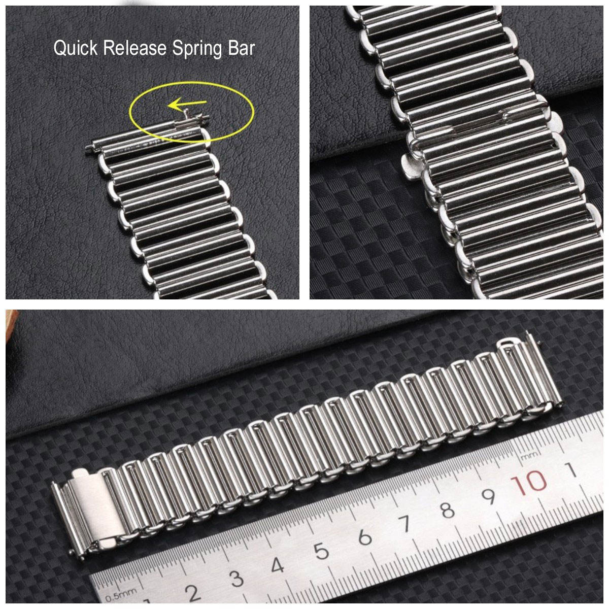 20mm Retro 1940/50s "Bonklip" Style Stainless Steel Bracelet - Ideal for Antique or Retro Style Watches