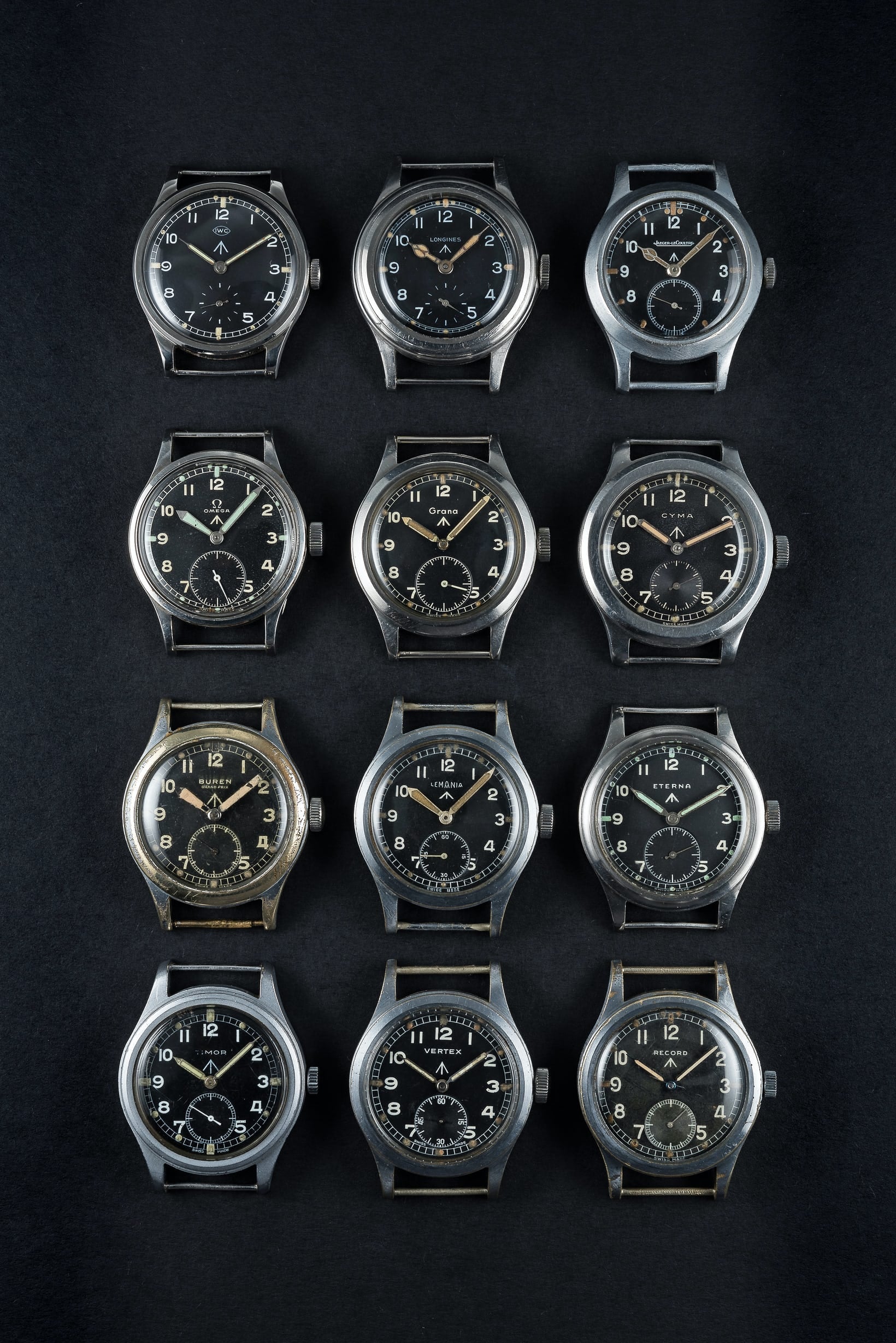 MWC 1940s/1950s "Dirty Dozen" Pattern General Service Watch with 31-Jewel Swiss Sellita SW260 Automatic Movement and Domed Vintage Box Sapphire Crystal