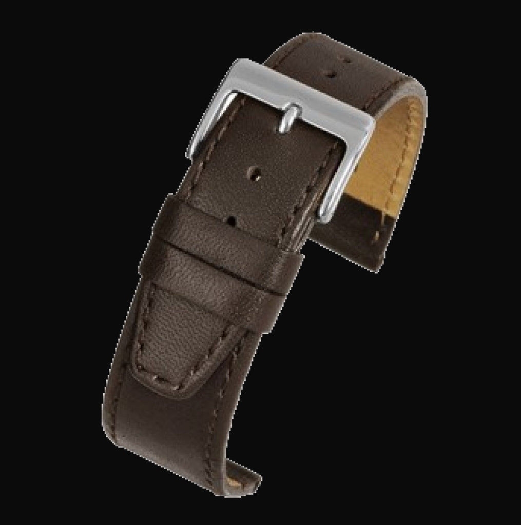 18mm High Quality Brown Calf Leather Watch Strap with Soft Nubuck Leather Lining.