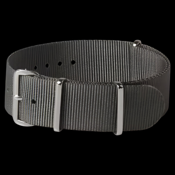 Single Pass 20mm Admiralty Grey NATO Military Watch Strap in Ballistic Nylon with Stainless Steel Fasteners