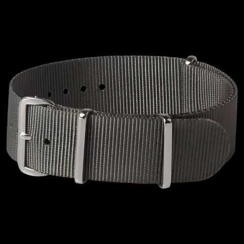 Single Pass 20mm Admiralty Grey NATO Military Watch Strap in Ballistic Nylon with Stainless Steel Fasteners