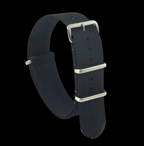 Black 22mm Retro Pattern Canvas One Piece Strap