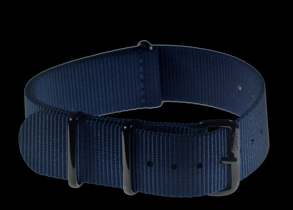 24mm Navy Blue NATO Watch Strap with Covert PVD Black Buckles