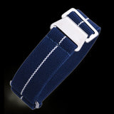 20mm Elasticated French Navy and Special Forces Strap in Navy with a White Strip