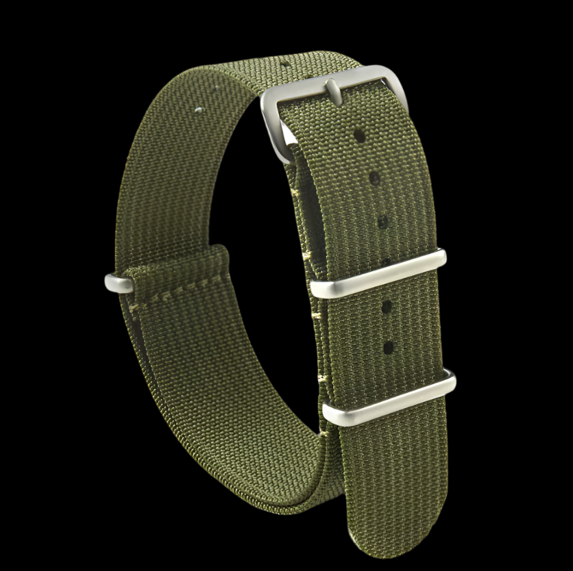 24mm Ribbed Army Green NATO Military Watch Strap