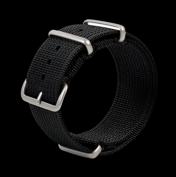 24mm Ribbed Black NATO Military Watch Strap