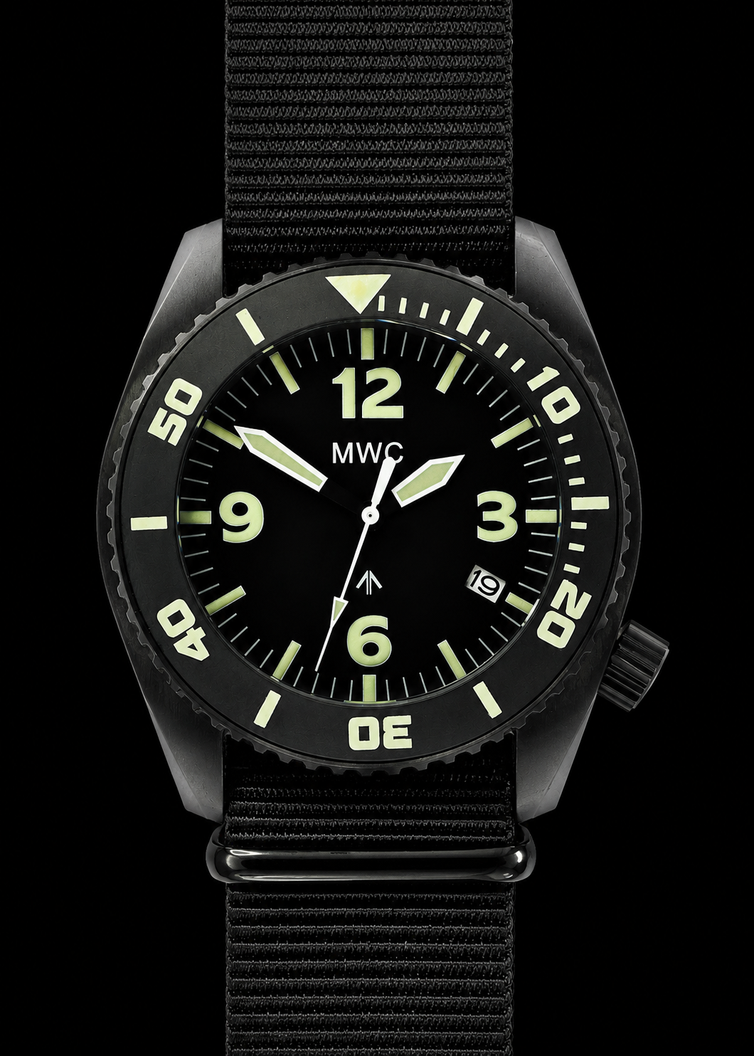 MWC "Depthmaster" 100atm / 3,280ft / 1000m Water Resistant Military Divers Watch in a PVD Titanium Case with Luminova and a Helium Valve, Swiss Quartz Movement with a Ten Year Battery Life