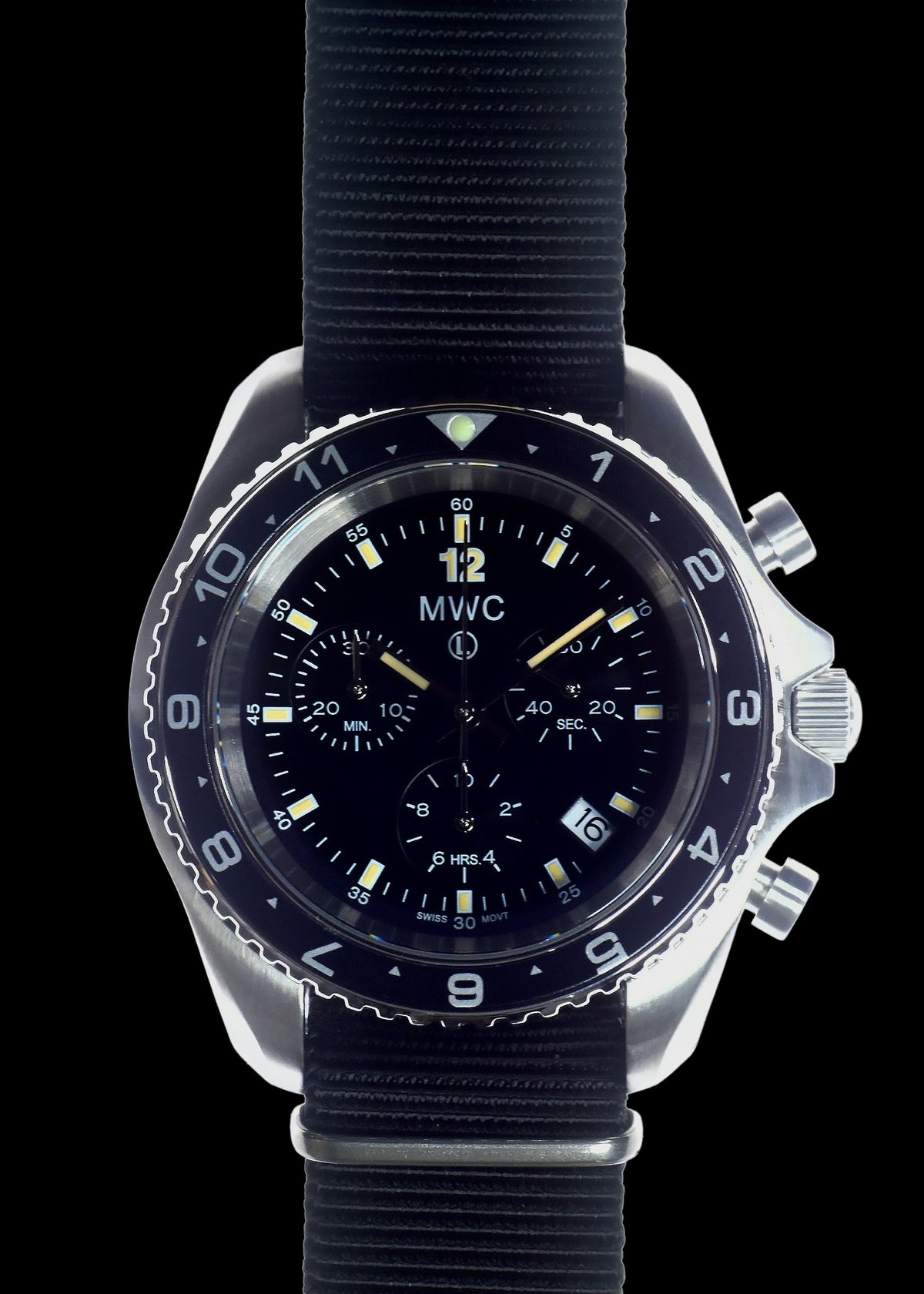 MWC NATO Pattern Stainless Steel Military Pilots Chronograph with Sapp