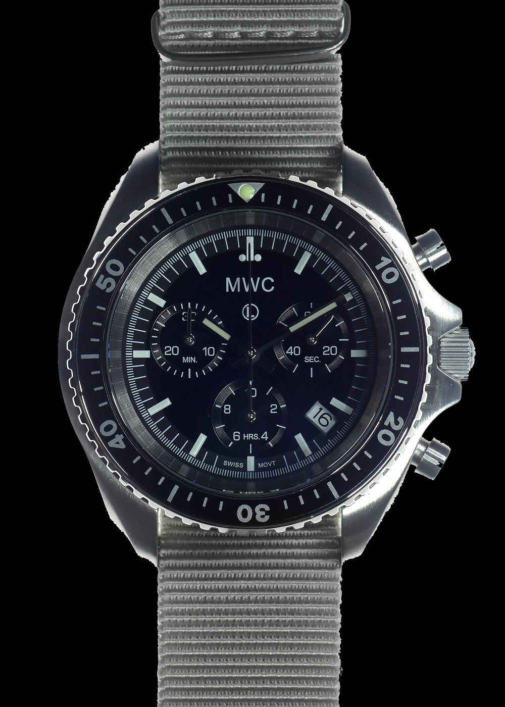 MWC NATO Pattern Stainless Steel Military Pilots Chronograph with Sapp