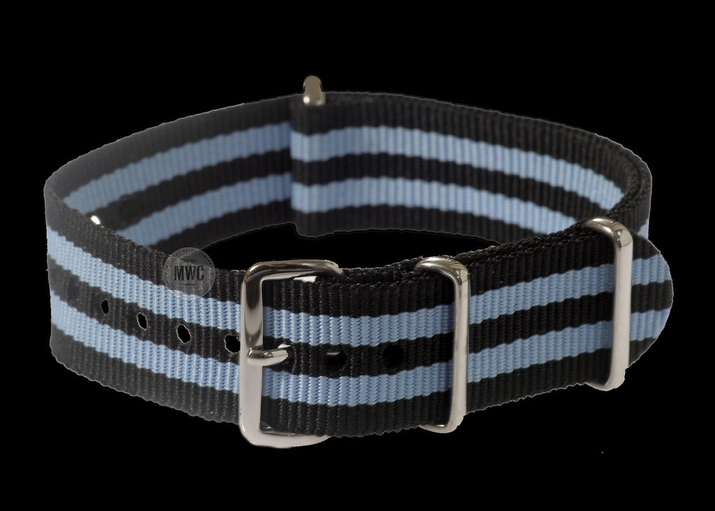 18mm "Blue and Black" NATO Military Watch Strap